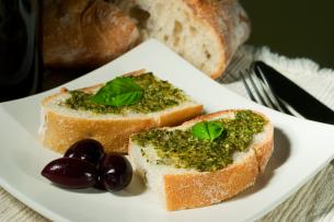 pesto and bread