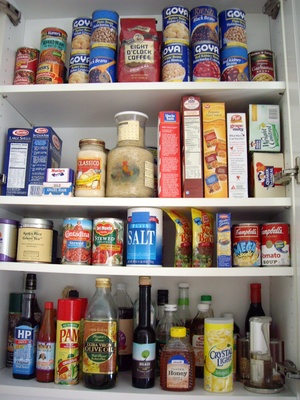 kitchen cupboard with food